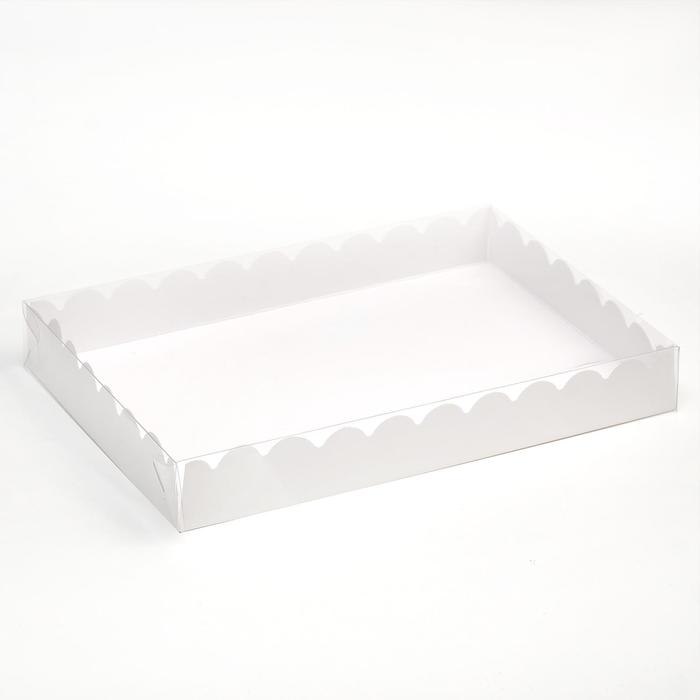 Коробочка для печенья с PVC крышкой, белая, 22 х 15 х 3 см коробочка для печенья с pvc крышкой белая 22 х 15 х 3 см