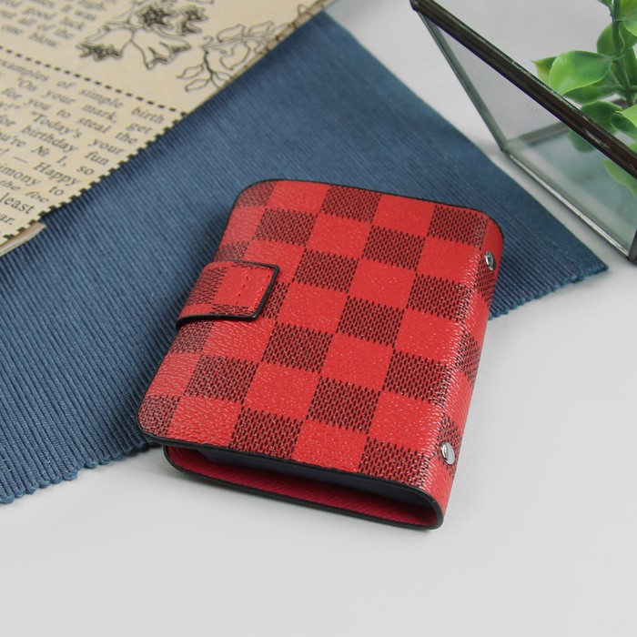 Визитница на кнопке, 1 ряд, 20 холдеров, цвет красный