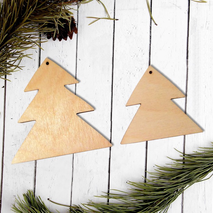 Набор подвесок "Ёлочки", 2 шт., фанера 4 мм, 6,5 × 6 см, 8 × 8 см