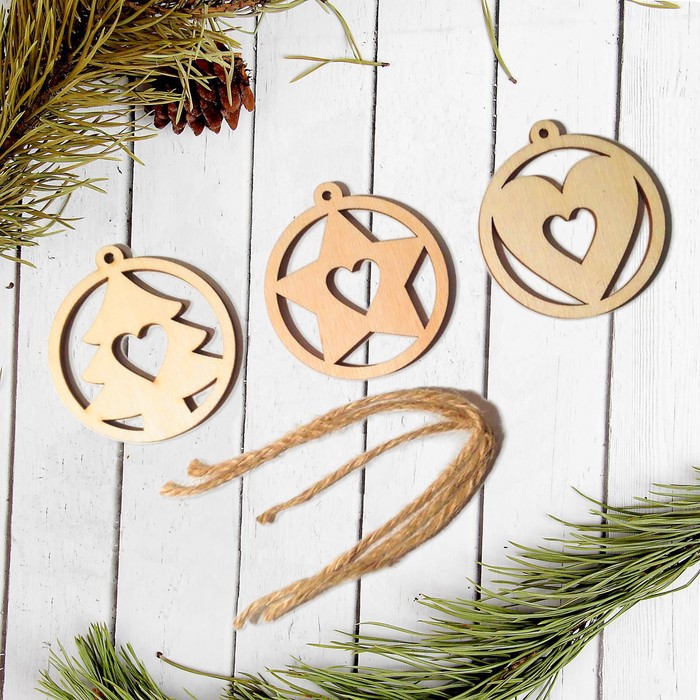 Набор подвесок "Новогодний №2", фанера 3 мм