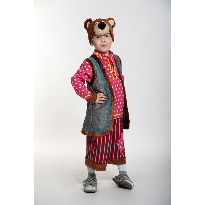 Карнавальный костюм "Михаил Потапыч", маска, рубаха с жилетом, бриджи, рост 98-128 см