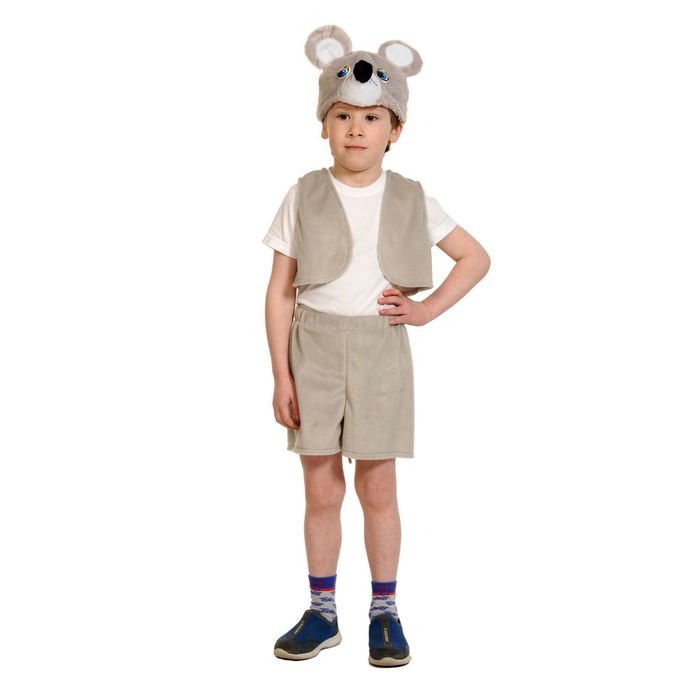 Карнавальный костюм "Мышонок" плюш-ЛАЙТ, жилет, шорты, маска, рост 92-116 см