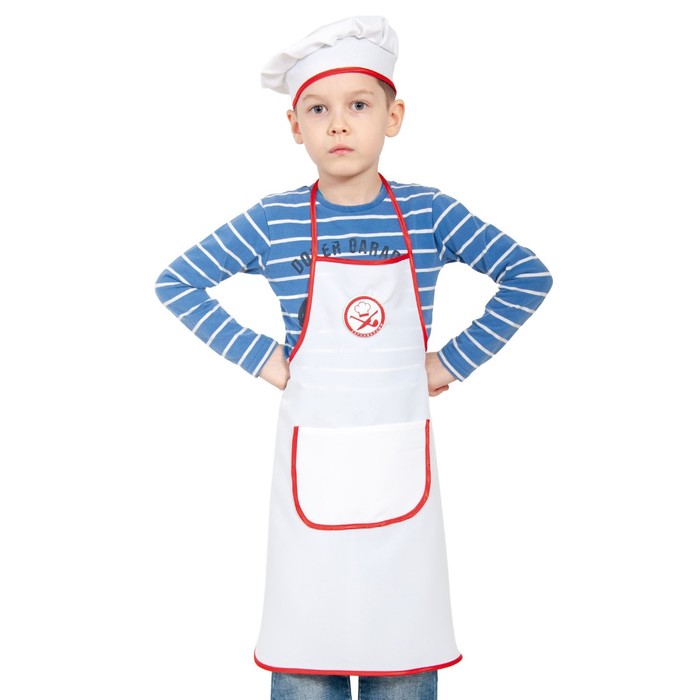 фото Карнавальный костюм "поварёнок", текстиль, фартук, колпак, р-р 30-32, рост 116-122 см карнавалофф