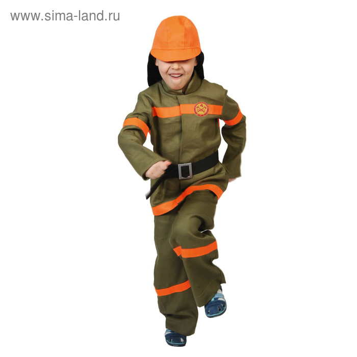 фото Карнавальный костюм "пожарный", куртка, брюки, ремень, шлем, р-р 32-34, рост 128-134 см карнавалофф