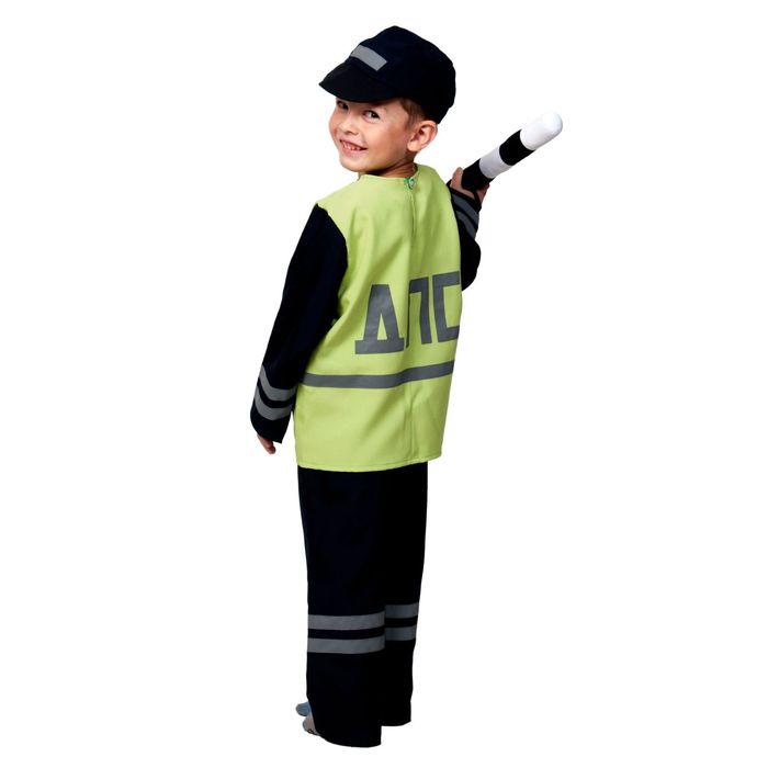 Карнавальный костюм «Полицейский ДПС», р. 32–34, рост 128–134 см: куртка, брюки, кепка, жезл