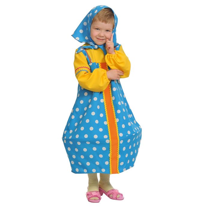 Карнавальный костюм "Матрёшка", текстиль, сарафан, косынка, р-р 32-34, рост 128-134 см, цвет голубой