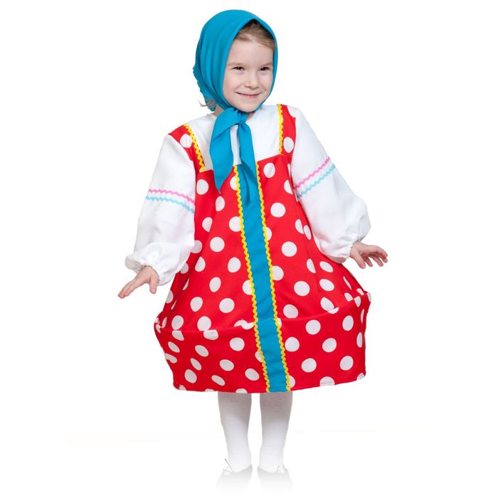 Карнавальный костюм "Матрёшка красная", р-р 28-30, рост 92-110 см