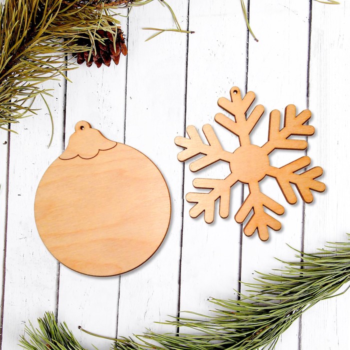 Набор подвесок №1 "Снежинка и ёлочный шарик"