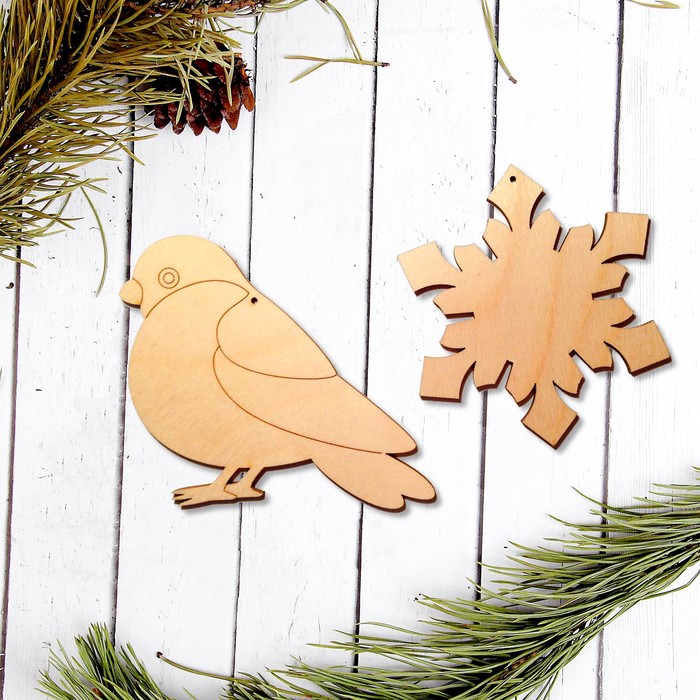 Набор подвесок №6 "Снежинка и птичка"