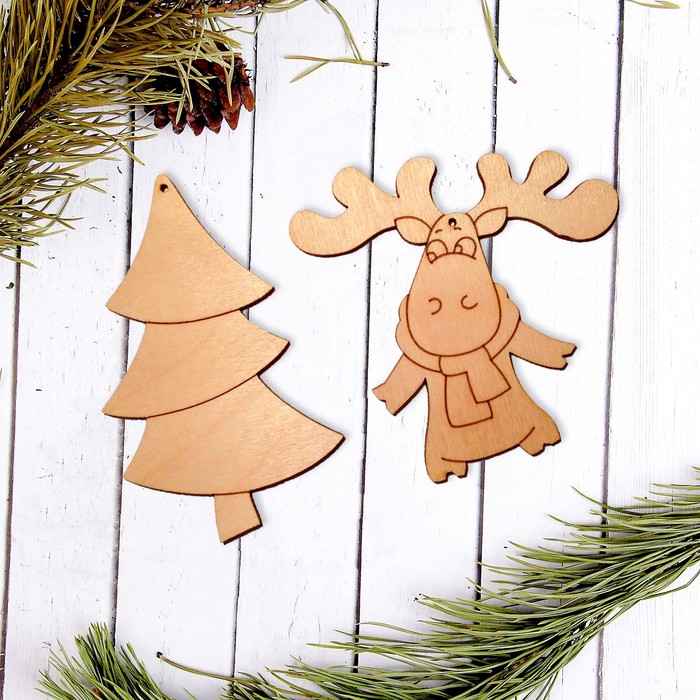 Набор подвесок №9 "Ёлочка и оленёнок"
