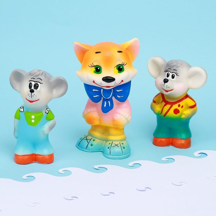 Набор резиновых игрушек «Кот с мышками», МИКС