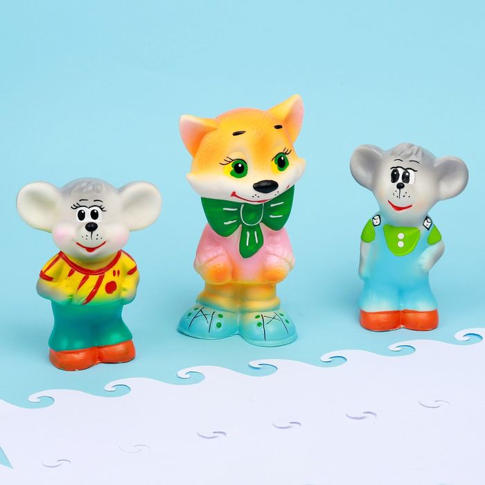 Набор резиновых игрушек «Кот с мышками», МИКС