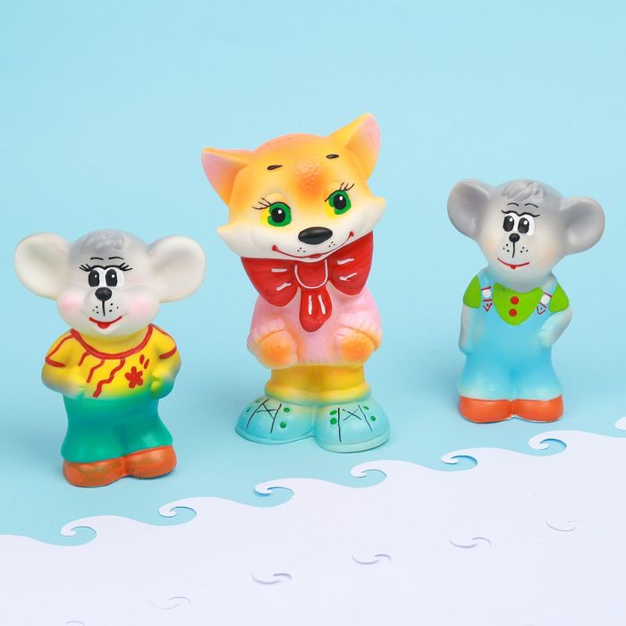 Набор резиновых игрушек «Кот с мышками», МИКС