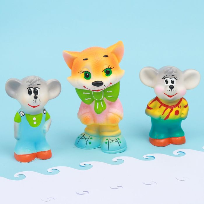 Набор резиновых игрушек «Кот с мышками», МИКС