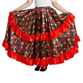 Цыганская юбка для девочки с  двойной красной оборкой длина 59  (рост 110-116) Ош