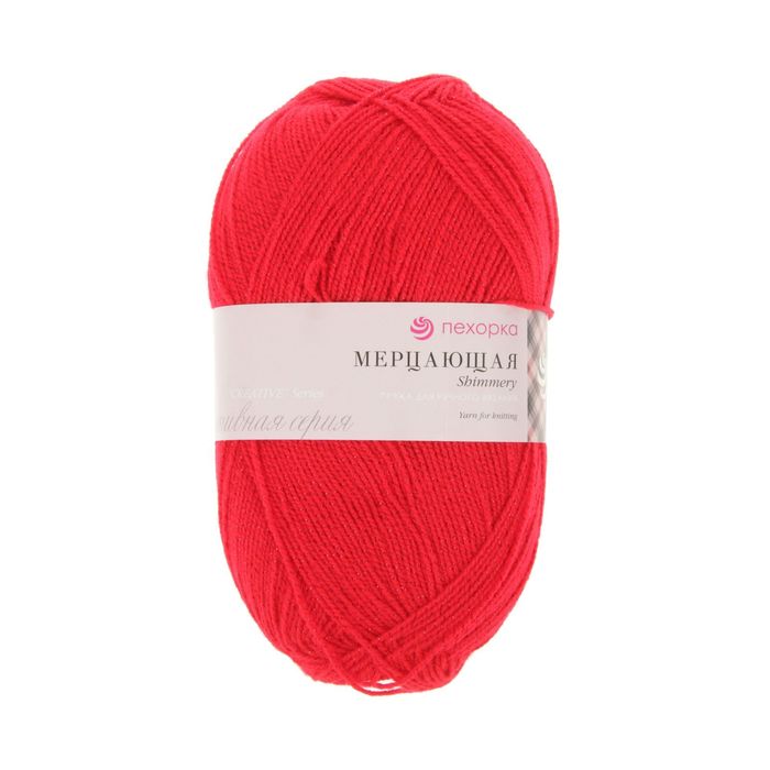Пряжа "Мерцающая" 96% акрил высокообъемный, 4% метанит 430м/100гр (159-Клюква)