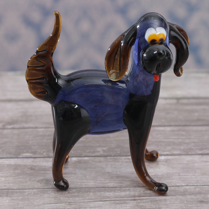 Сувенир стекло крупная фигура "Собака дворняга" МИКС  7,5х3,3х6,5 см