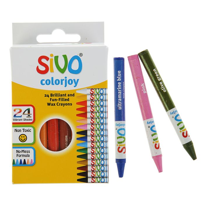 Мелки восковые 24 цвета Sivo Colorjoy 90/8мм круглый , SV-6097C/16