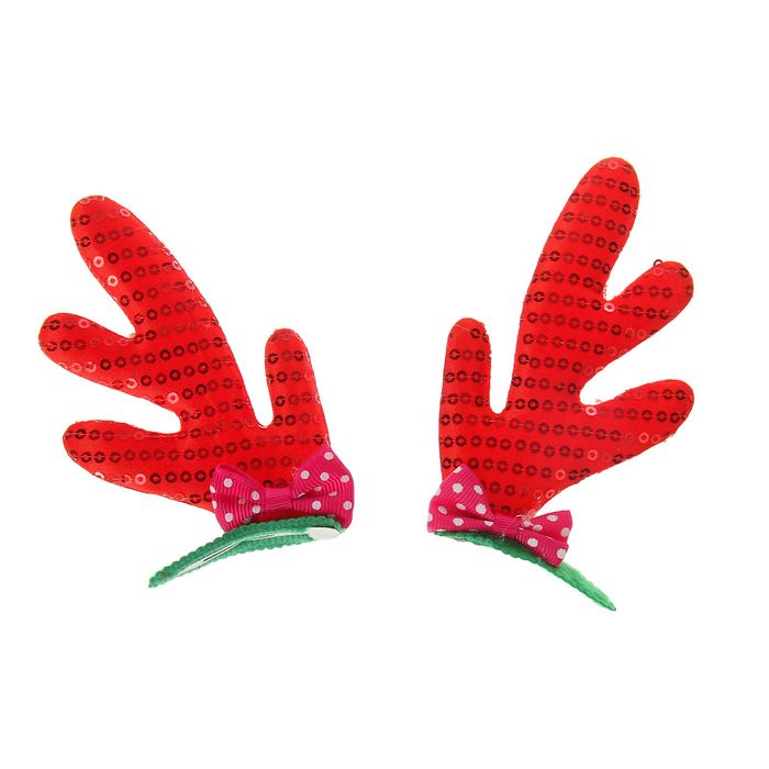 Карнавальный зажим "Рога" с бантиком, набор 2 штуки