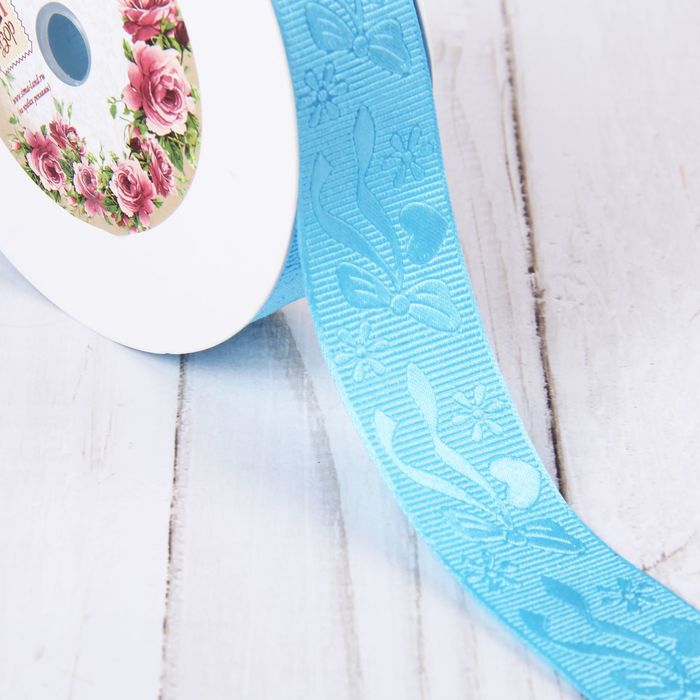 Лента декоративная "Бант", 25мм, 23±1м, №2, цвет голубой