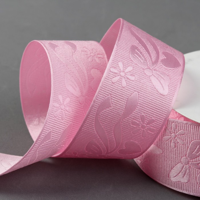 Лента декоративная "Бант", 40мм, 23±1м, №1, цвет розовый