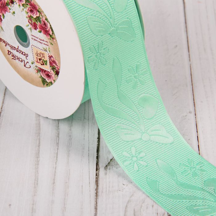 Лента декоративная "Бант", 40мм, 23±1м, №7, цвет мятный