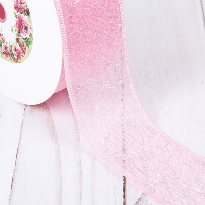 Лента декоративная "Паутинка", 40мм, 23±1м, №1, цвет розовый