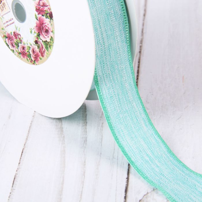 Лента декоративная, хлопковая, 25мм, 23±1м, №4, цвет салатовый