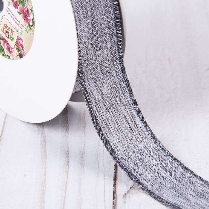 Лента декоративная, хлопковая, 25мм, 23±1м, №9, цвет серый