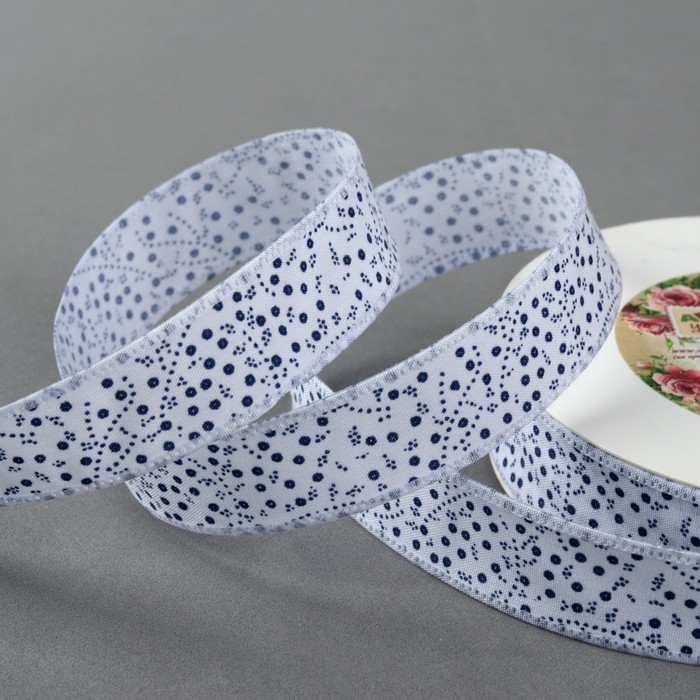 Лента хлопковая "Узор", 20мм, 23±1м, №8, цвет белый