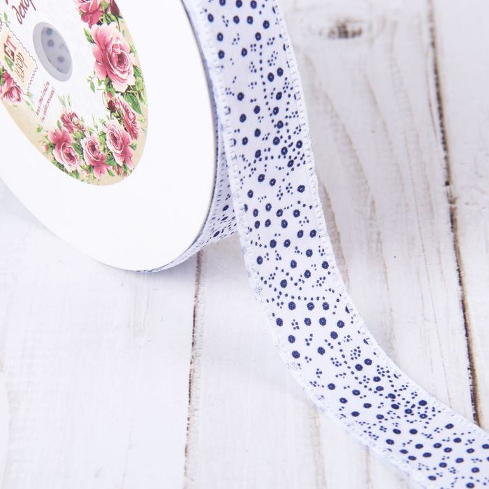 Лента хлопковая "Узор", 20мм, 23±1м, №8, цвет белый