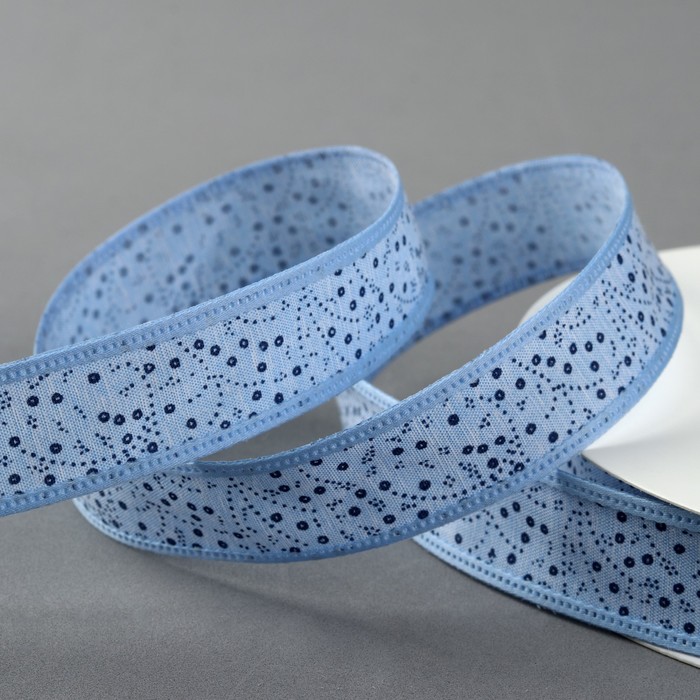 Лента хлопковая "Узор", 20мм, 23±1м, №1, цвет голубой