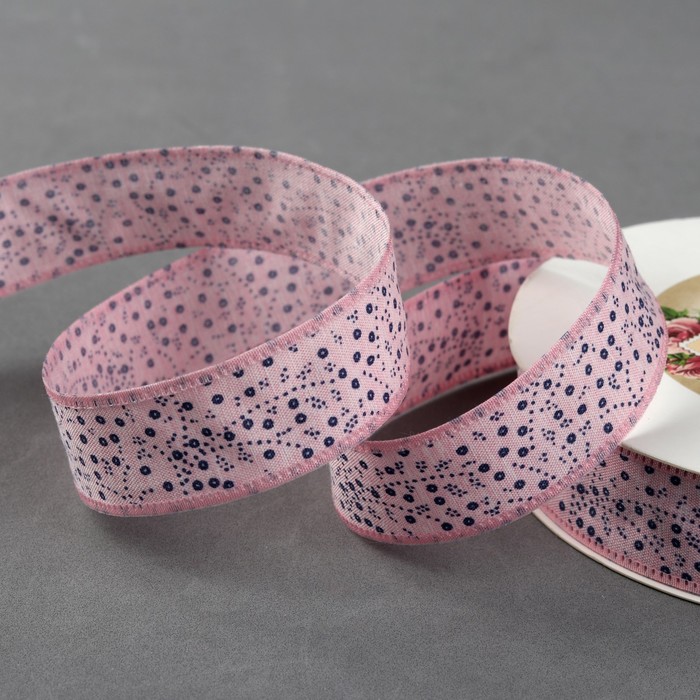Лента хлопковая "Узор", 20мм, 23±1м, №2, цвет розовый