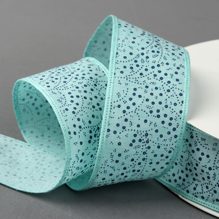 Лента хлопковая "Узор", 40мм, 23±1м, №4, цвет салатовый