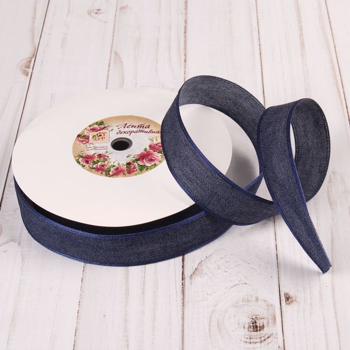 Лента хлопковая "Джинса", 25мм, 23±1м, №6, цвет синий