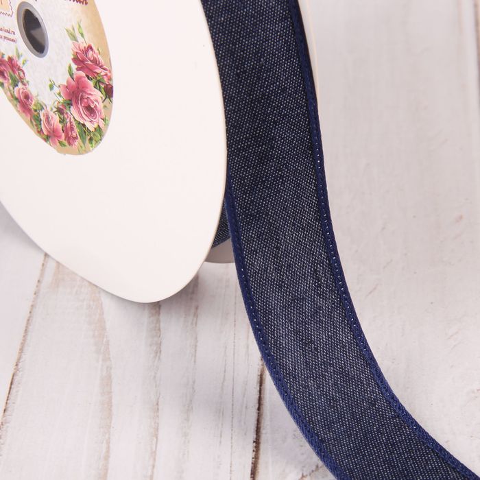 Лента хлопковая "Джинса", 25мм, 23±1м, №6, цвет синий