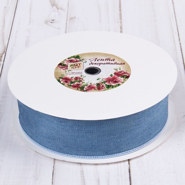 Лента хлопковая "Джинса", 40мм, 23±1м, №1, цвет голубой