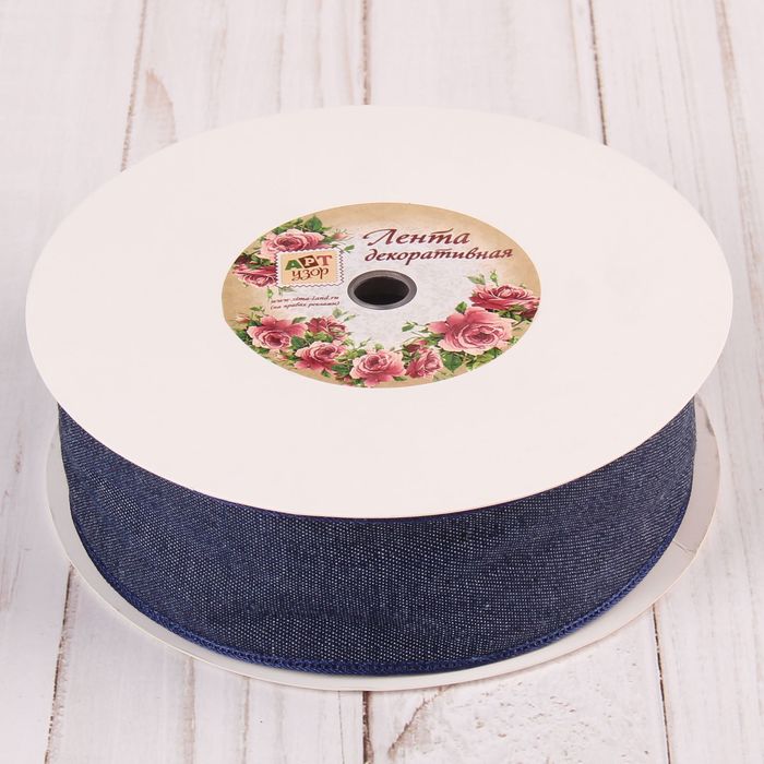 Лента хлопковая "Джинса", 40мм, 23±1м, №6, цвет синий