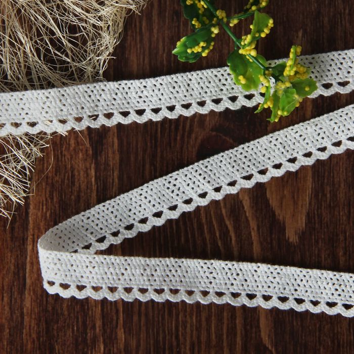 Кружево вязаное, ширина 18мм, 15±1м, цвет молочный