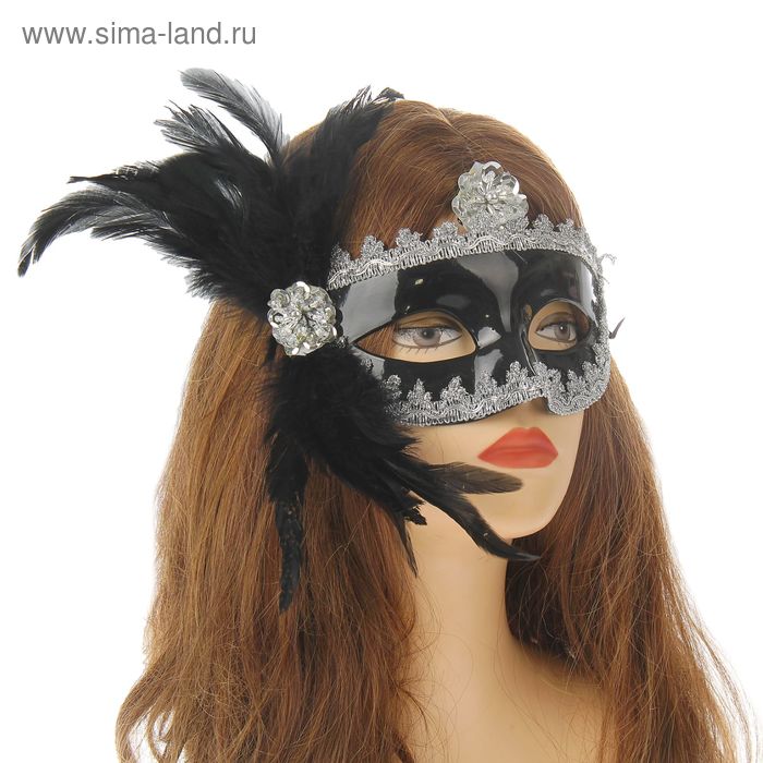 фото Карнавальная маска «незнакомка», с пером страна карнавалия
