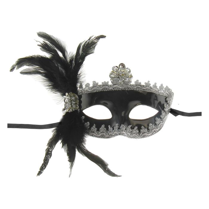 Карнавальная маска "Незнакомка" с пером