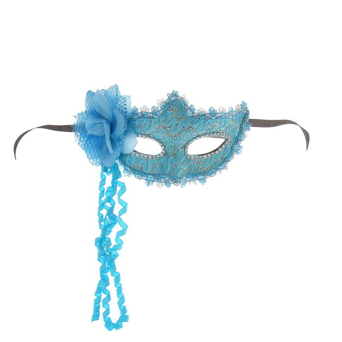 Карнавальная маска "Очарованье" с цветком, цвет голубой