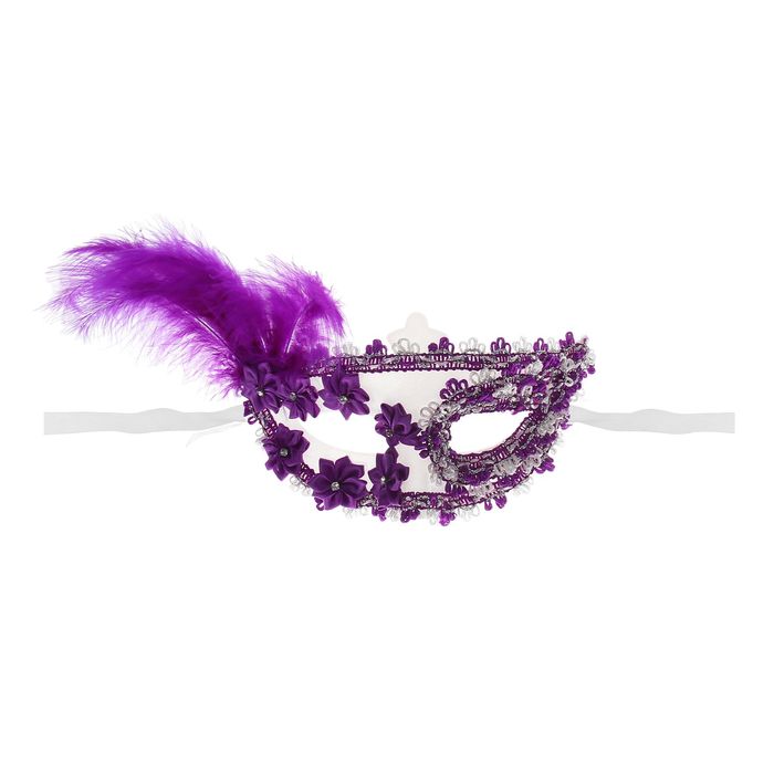 Карнавальная маска "Загадка" с пером, цвет фиолетовый