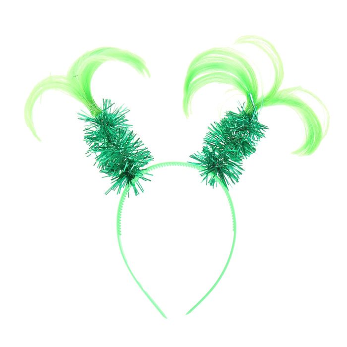 Карнавальный ободок "Хвостики" с мишурой, цвет зеленый