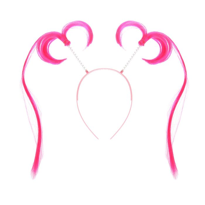 Карнавальный ободок "Хвостики" длинные, цвет розовый