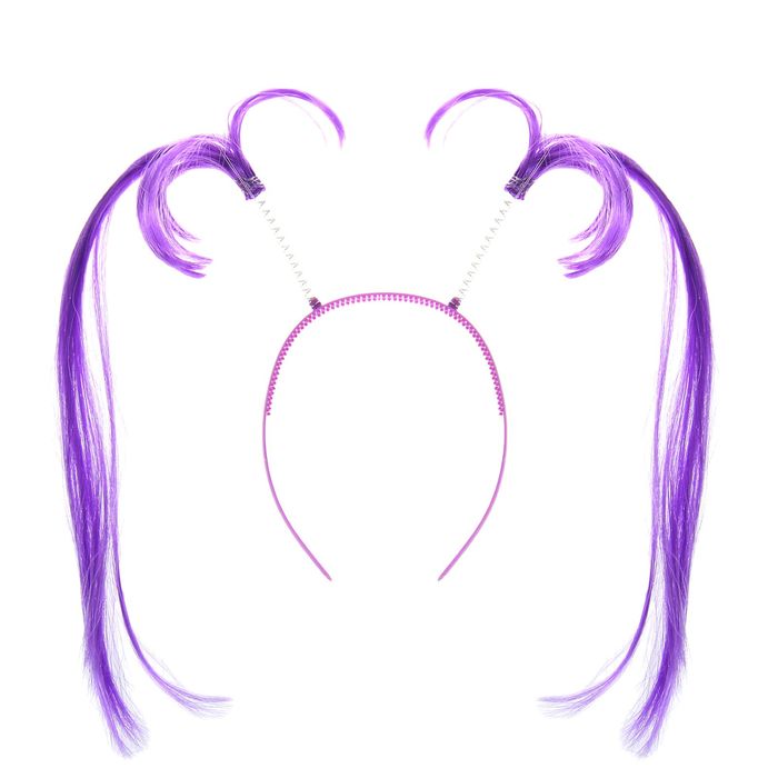 Карнавальный ободок "Хвостики" длинные, цвет фиолетовый