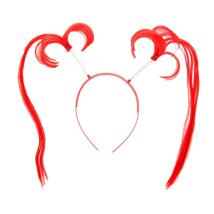 Карнавальный ободок "Хвостики" длинные, цвет красный