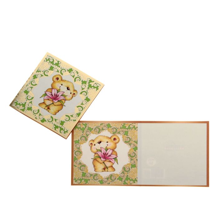 Открытка-мини "Универсальная" медвежонок, фольга
