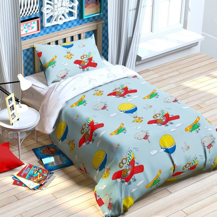 Постельное бельё "Этелька" 1,5 сп Авиатор 143*215 см, 150*214 см, 50*70 см -1 шт, 100% хлопок, бязь 125 г