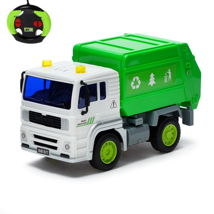 Машина радиоуправляемая "Мусоровоз", работает от батареек, масштаб 1:20, свет